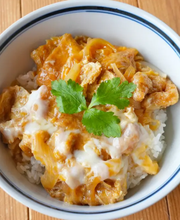Donburi (丼物) Sabudon (サブ丼) – Bol de riz japonais garni de sabayon, une spécialité délicate et crémeuse.