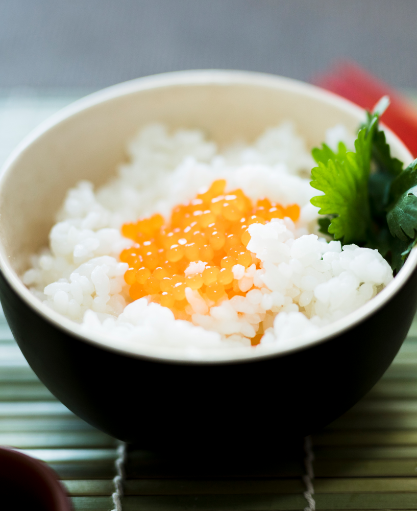 Donburi (丼物) Mentaiko Don (明太子丼) – Bol de riz chaud garni de mentaiko (œufs de colin épicés)