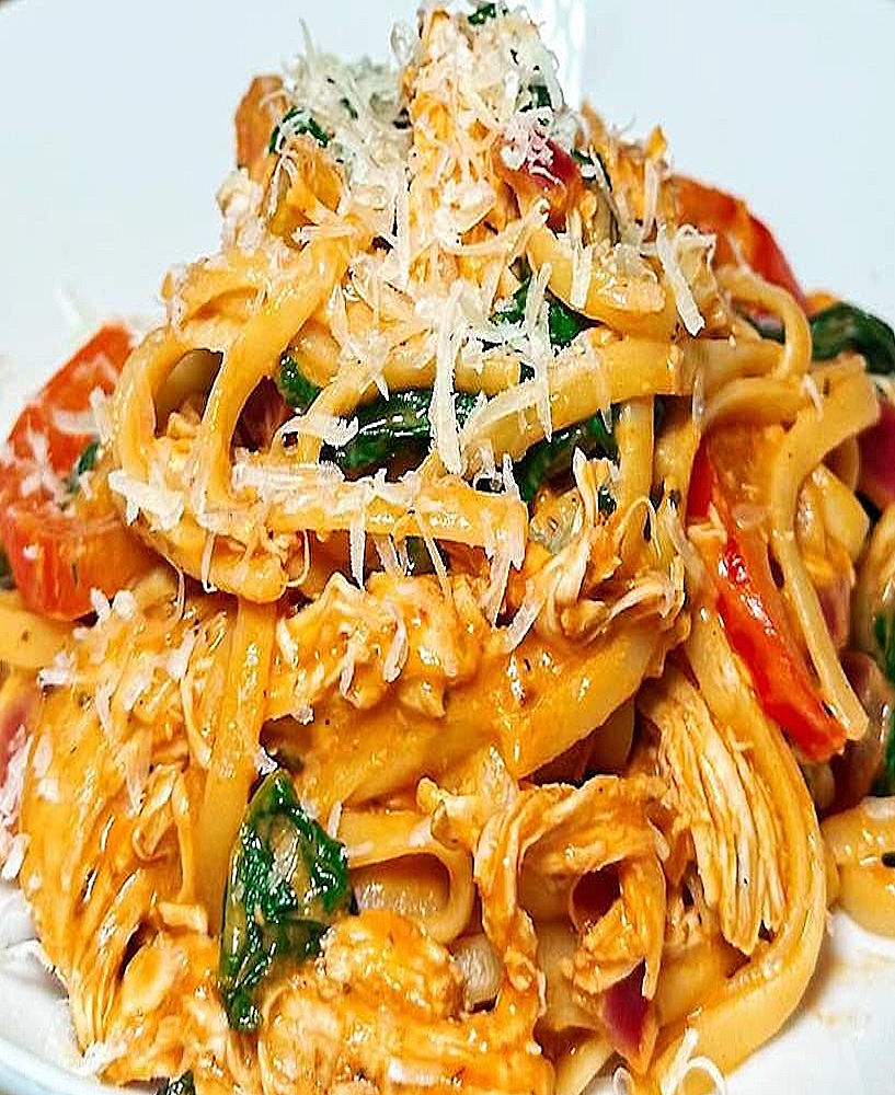 Macarrão com Frango Caipira Macaroni au poulet fermier braisé — Brésil intérieur