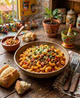 Pasta Guisada Puertorriqueña Pâtes mijotées au sofrito et sazón — Porto Rico