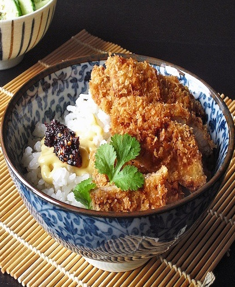 Chicken Katsu チキンカツ (Japanese Breaded Chicken, Rice, Shredded Cabbage Salad, and Pickled Vegetables Tsukemono)